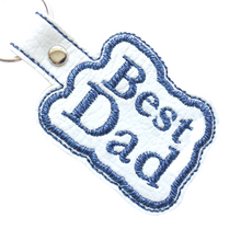 Load image into Gallery viewer, Best Dad keyfob close up of stitching