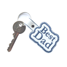Load image into Gallery viewer, Best Dad keyfob with chrome metal rivet and split ring with key