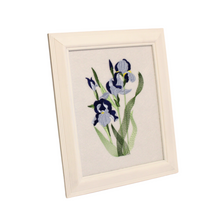 Load image into Gallery viewer, Blue Iris embroidered art Birth flower of February