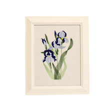 Load image into Gallery viewer, Blue Iris embroidered art Something blue for a bride