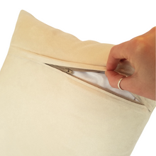 Load image into Gallery viewer, Cushion reverse in barley with zip opening partially unzipped