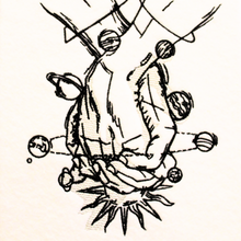 Load image into Gallery viewer, Holding Hands celestial embroidered art