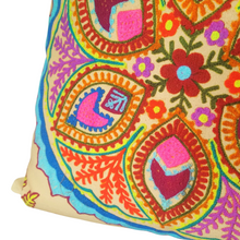 Load image into Gallery viewer, Indian Ocean Raj Sun cushion close up of bottom left corner