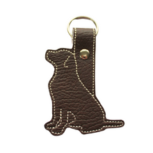 Load image into Gallery viewer, Labrador keyfob in brown faux leather