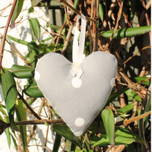 Load image into Gallery viewer, Lavender heart in grey polka dot