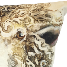 Load image into Gallery viewer, Longwool Ram cushion close up of eye