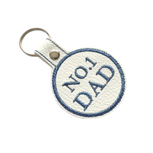 Load image into Gallery viewer, No.1 Dad keyring in blue and white