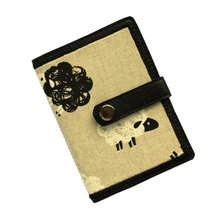 Load image into Gallery viewer, Mini notebook with sheep fabric backed with black faux leather