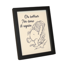 Load image into Gallery viewer, Oh Bother Pooh embroidery in a black frame