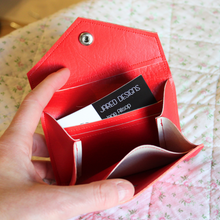 Load image into Gallery viewer, Purse in red faux leather with credit card slots
