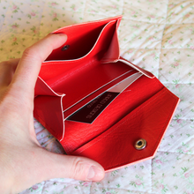 Load image into Gallery viewer, Red faux leather purse with credit card slots
