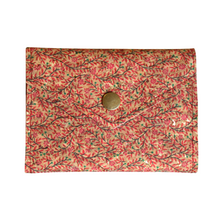 Load image into Gallery viewer, A vine patterned cork purse with red and brown coloured vines and finished with a bronze coloured metal fastener.
