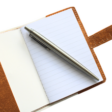 Load image into Gallery viewer, Ruler notebook with lined paper and silver pen