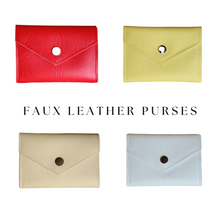 Load image into Gallery viewer, Set of four faux leather purses in red, yellow, cream and white