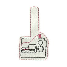 Load image into Gallery viewer, Sewing machine keyfob with pink thread cut out ready for finishing