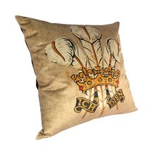 Load image into Gallery viewer, Three Feahers cushion viewed from the left side angle