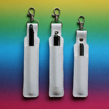 Load image into Gallery viewer, White pen holder keyfob with chrome lobster clasp plus pen and touch screen stylus accessories