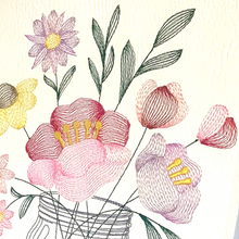 Load image into Gallery viewer, Embroidered Floral Bouquet Artwork close up