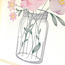 Load image into Gallery viewer, Embroidered Floral Bouquet Artwork vase close up