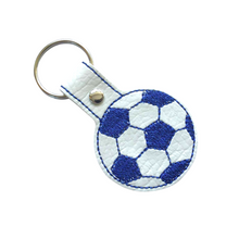 Load image into Gallery viewer, Football keyfob in blue and white