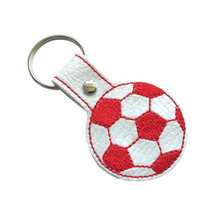 Load image into Gallery viewer, Football keyfob in red and white