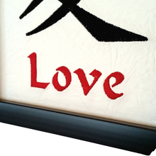 Load image into Gallery viewer, Kanji Love Embroidered Art close up of Love