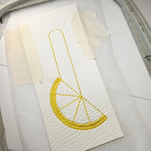Load image into Gallery viewer, Lemon slice keyfob stitching finished