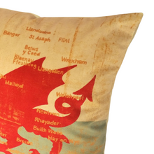 Load image into Gallery viewer, Welsh Dragon Map cushion right close up