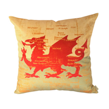 Load image into Gallery viewer, Welsh Dragon Map cushion