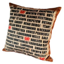 Load image into Gallery viewer, Welsh Towns cushion right view