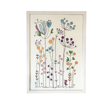 Load image into Gallery viewer, Scandi floral embroidered art framed