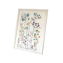 Load image into Gallery viewer, Scandi floral embroidered art framed