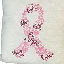 Load image into Gallery viewer, Cancer Ribbon Cushion close up