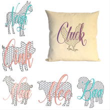 Load image into Gallery viewer, CHICKEN 'CLUCK' EMBROIDERED CUSHION COVER
