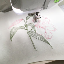 Load image into Gallery viewer, Embroidered Lily Artwork in progress 2