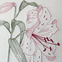Load image into Gallery viewer, Embroidered Lily Artwork close up 3