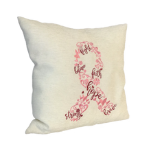 Load image into Gallery viewer, Cancer Ribbon Cushion left view