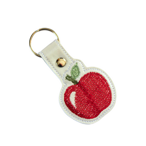 Apple keyfob with white stitched border