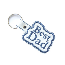 Load image into Gallery viewer, Best Dad keyfob with chrome metal rivet and split ring
