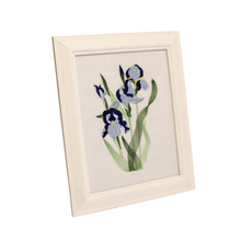 Load image into Gallery viewer, Blue Iris embroidered art Birth flower of February
