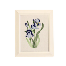 Load image into Gallery viewer, Blue Iris embroidered art Something blue for a bride
