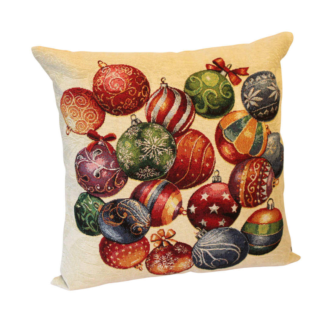 Christmas Baubles Cushion left side view