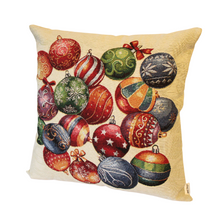 Load image into Gallery viewer, Christmas Baubles cushion right side view
