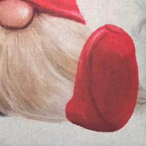 Christmas Gonk cushion red outfit close up of foot