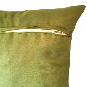 Cushion back in green with a zip opening