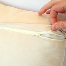 Load image into Gallery viewer, Cushion reverse in cream with zip opening
