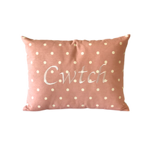 Load image into Gallery viewer, Cwtch cushion in dusky pink and white polka dot
