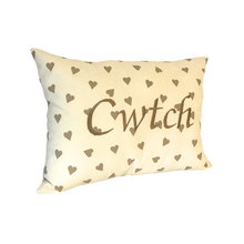 Load image into Gallery viewer, CWTCH CUSHION COVER - BEIGE HEARTS
