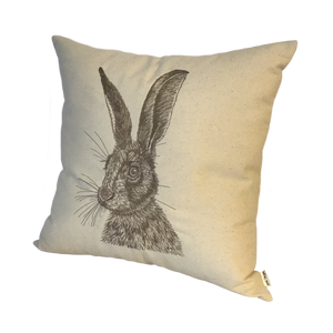 Embroidered Hare cushion cover