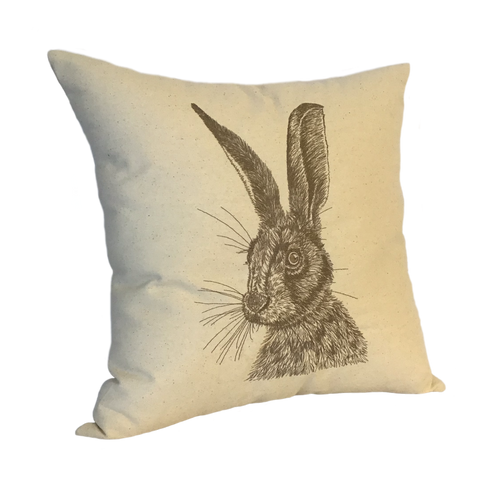 Embroidered Hare cushion